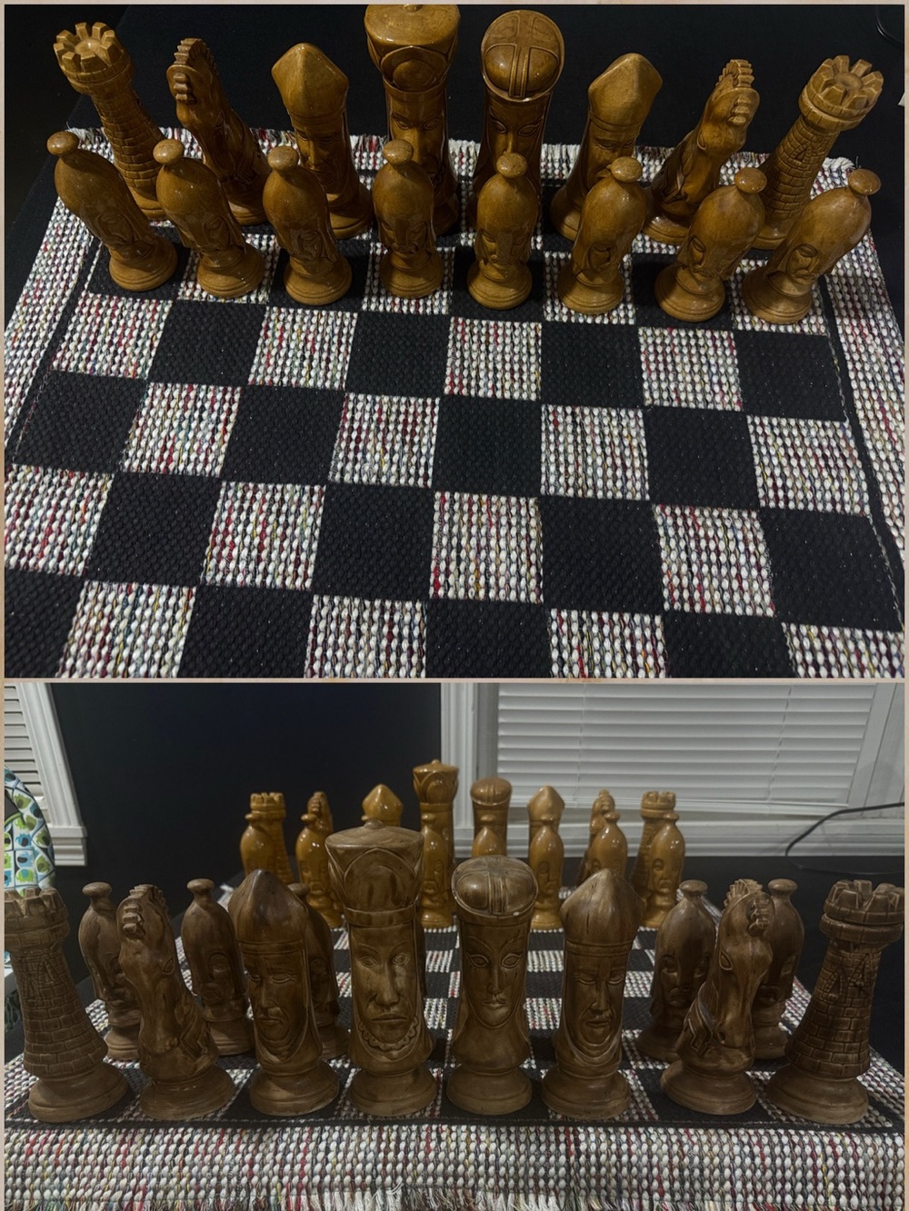RARE Hand-Painted Ceramic Chess Set with Themed Pieces - Brown